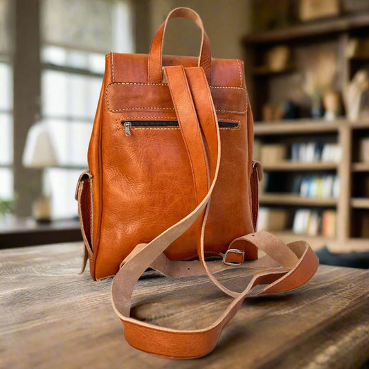 Tissila Leather Buckle Backpack