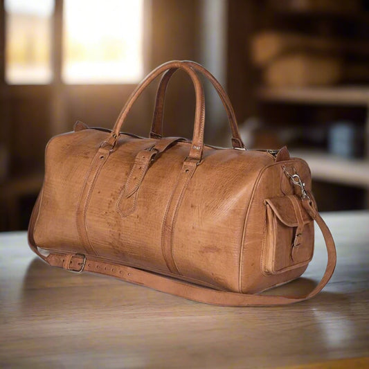 Asekka Leather Travel Duffle Bag