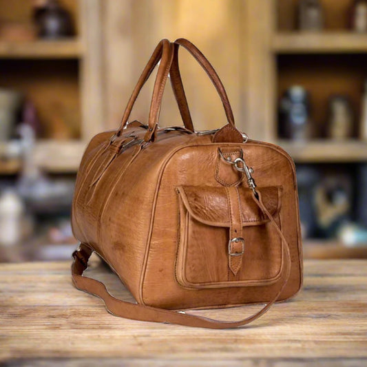 Asekka Leather Travel Duffle Bag
