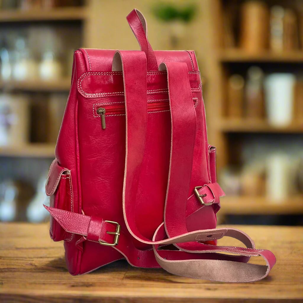 Afra Leather Buckle Backpack