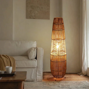 compare product Wicker Rope Floor Light Shade – Rustic Decor for Living Room, Bedroom, and Studio