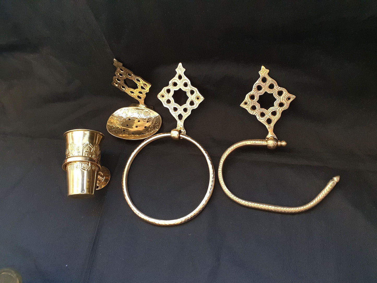 Set of 4 Brass Bathroom Accessories