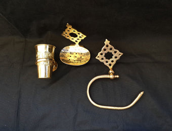 compare product Set of 4 Brass Bathroom Accessories