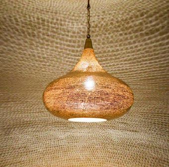 compare product Handmade Moroccan Brass Pendant Light