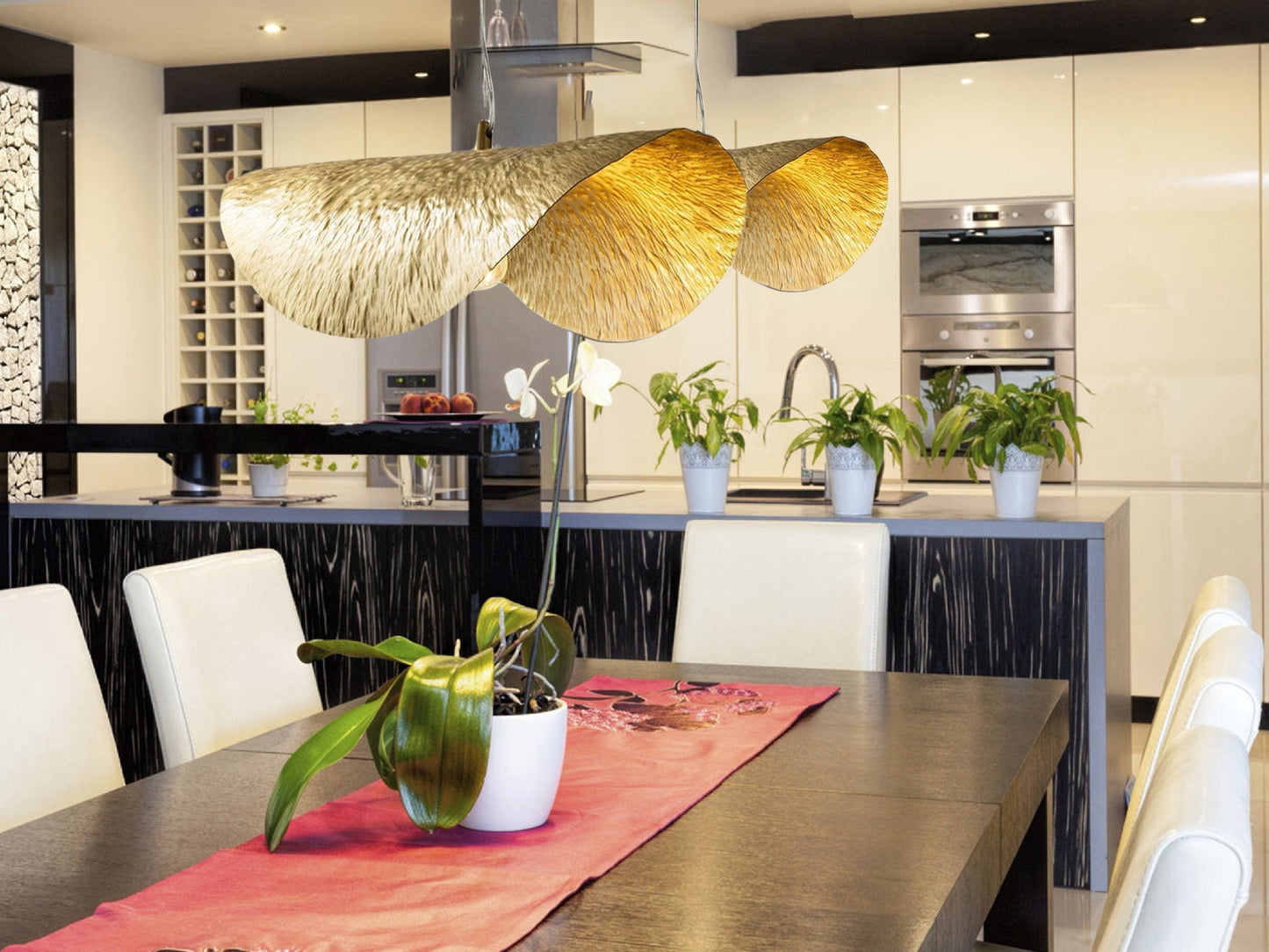 Modern Leaf Shaped Brass Ceiling Light