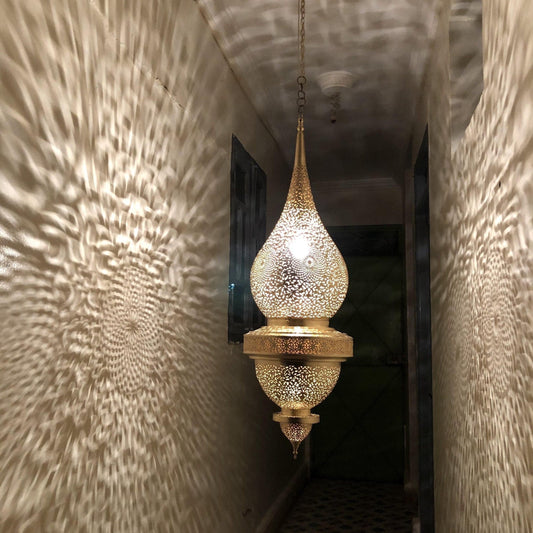 Large Moroccan Pendant Light Brass