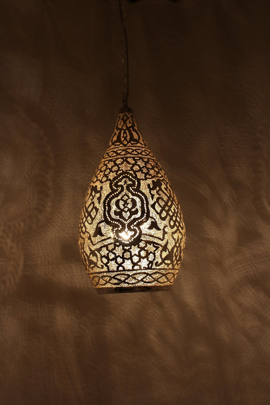 Handmade Moroccan Brass Pendant Light – Gold Brass Ceiling Lamp