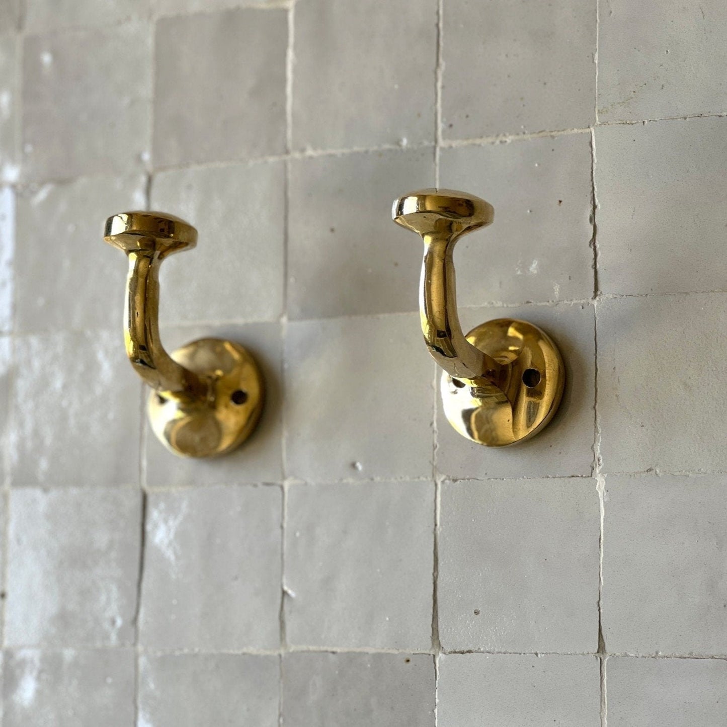 Unlacquered brass handmade wall hook