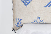 Handmade Moroccan Throw Pillow – Bohemian Blue Geometric Decorative Cushion for Home