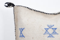 Handmade Moroccan Throw Pillow – Bohemian Blue Geometric Decorative Cushion for Home