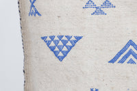 Handmade Moroccan Throw Pillow – Bohemian Blue Geometric Decorative Cushion for Home