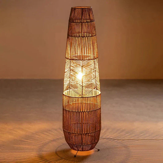 Wicker Rope Floor Light Shade – Rustic Decor for Living Room, Bedroom, and Studio