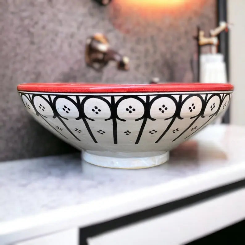 Bathroom & Kitchen Sink Round Hand Painted