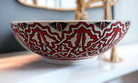 Red Hand Painted Bathroom & Kitchen Sink