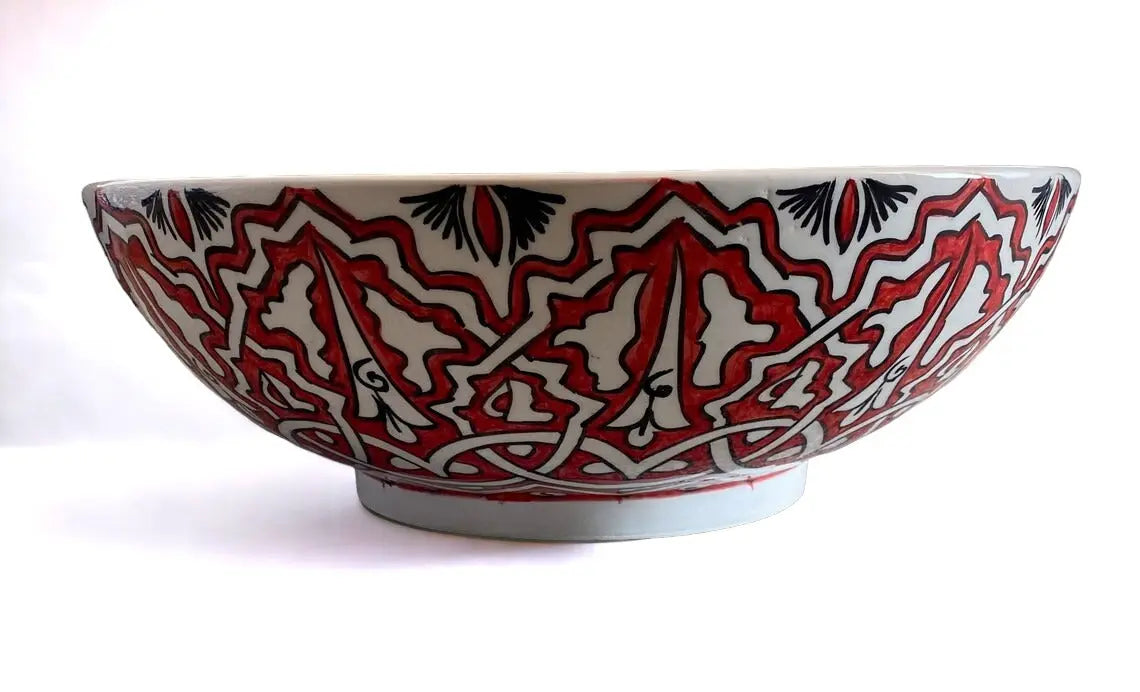 Red Hand Painted Bathroom & Kitchen Sink
