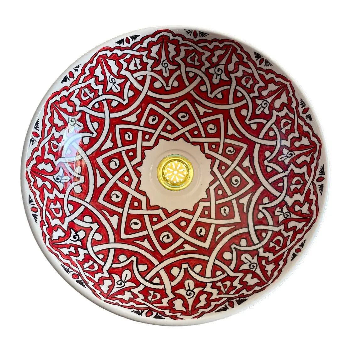 Red Hand Painted Bathroom & Kitchen Sink