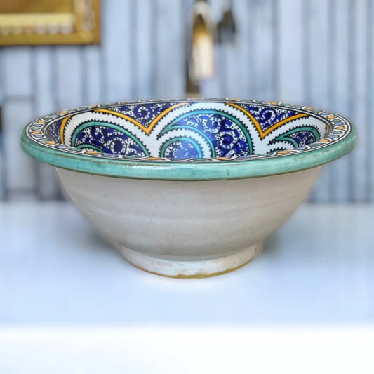 Blue Hand-Painted Bathroom & Kitchen Sink