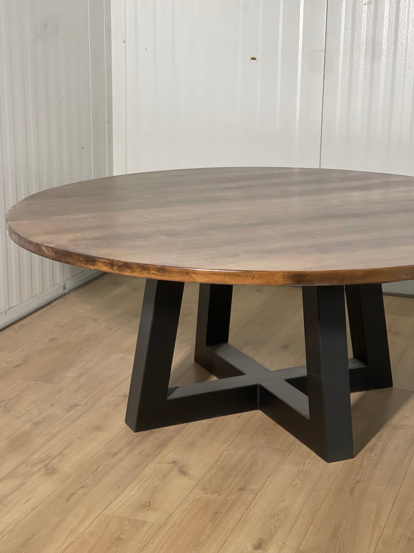 72" Metal Trapezoid Round Dining Table