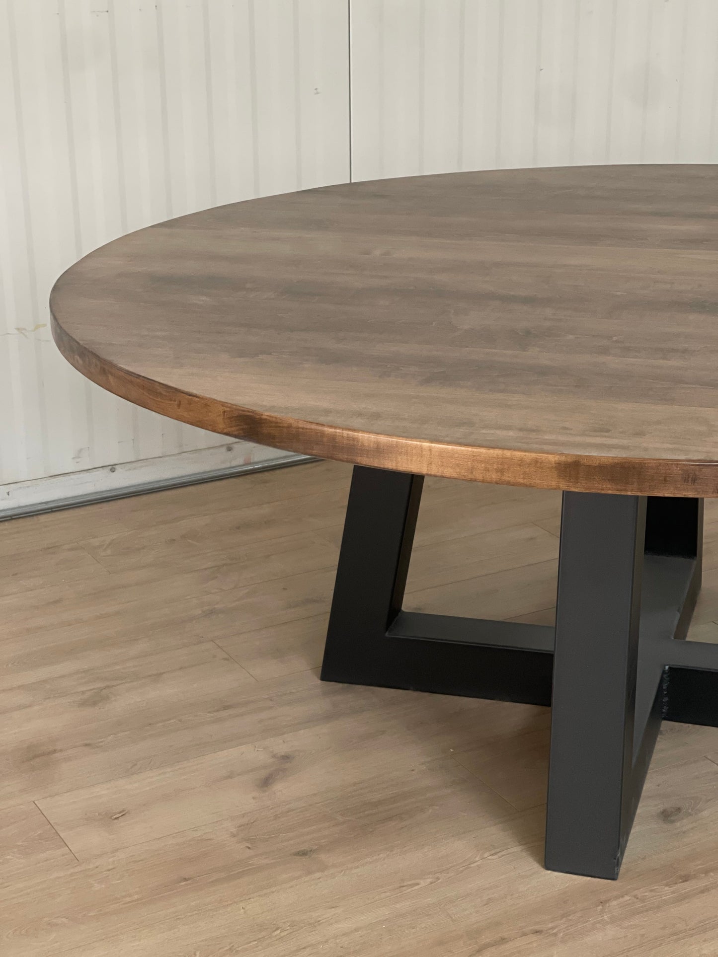 72" Metal Trapezoid Round Dining Table