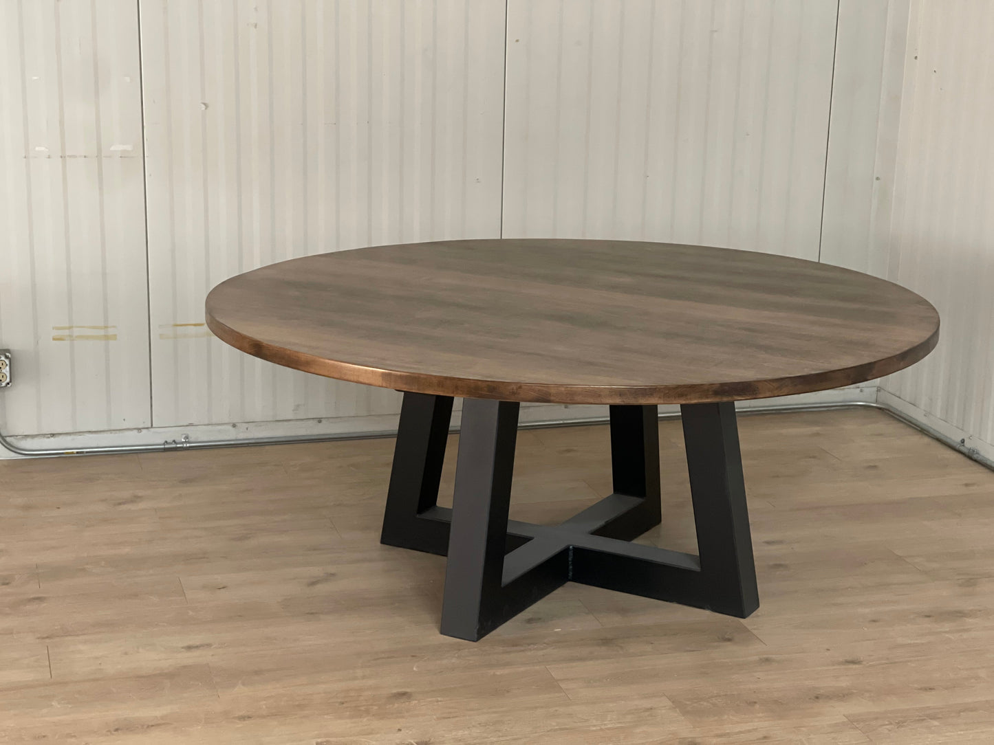 72" Metal Trapezoid Round Dining Table
