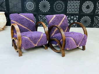 compare product 2 set of Moroccan Wool Lounge Chair with Walnut Frame