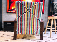 Moroccan Wool Lounge Chair with Walnut Frame