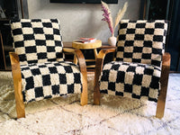 2 set of Moroccan Wool Lounge Chair with Walnut Frame