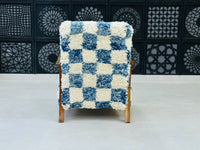 Moroccan Wool Lounge Chair with Walnut Frame