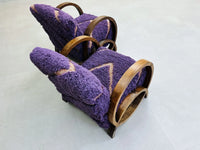 2 set of Moroccan Wool Lounge Chair with Walnut Frame