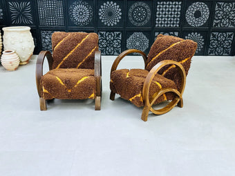 compare product 2 set of Moroccan Wool Lounge Chair with Walnut Frame