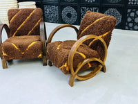 2 set of Moroccan Wool Lounge Chair with Walnut Frame