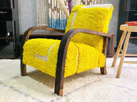 Custom Yellow moroccan walnut wood Chair
