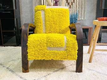 compare product Custom Yellow moroccan walnut wood Chair