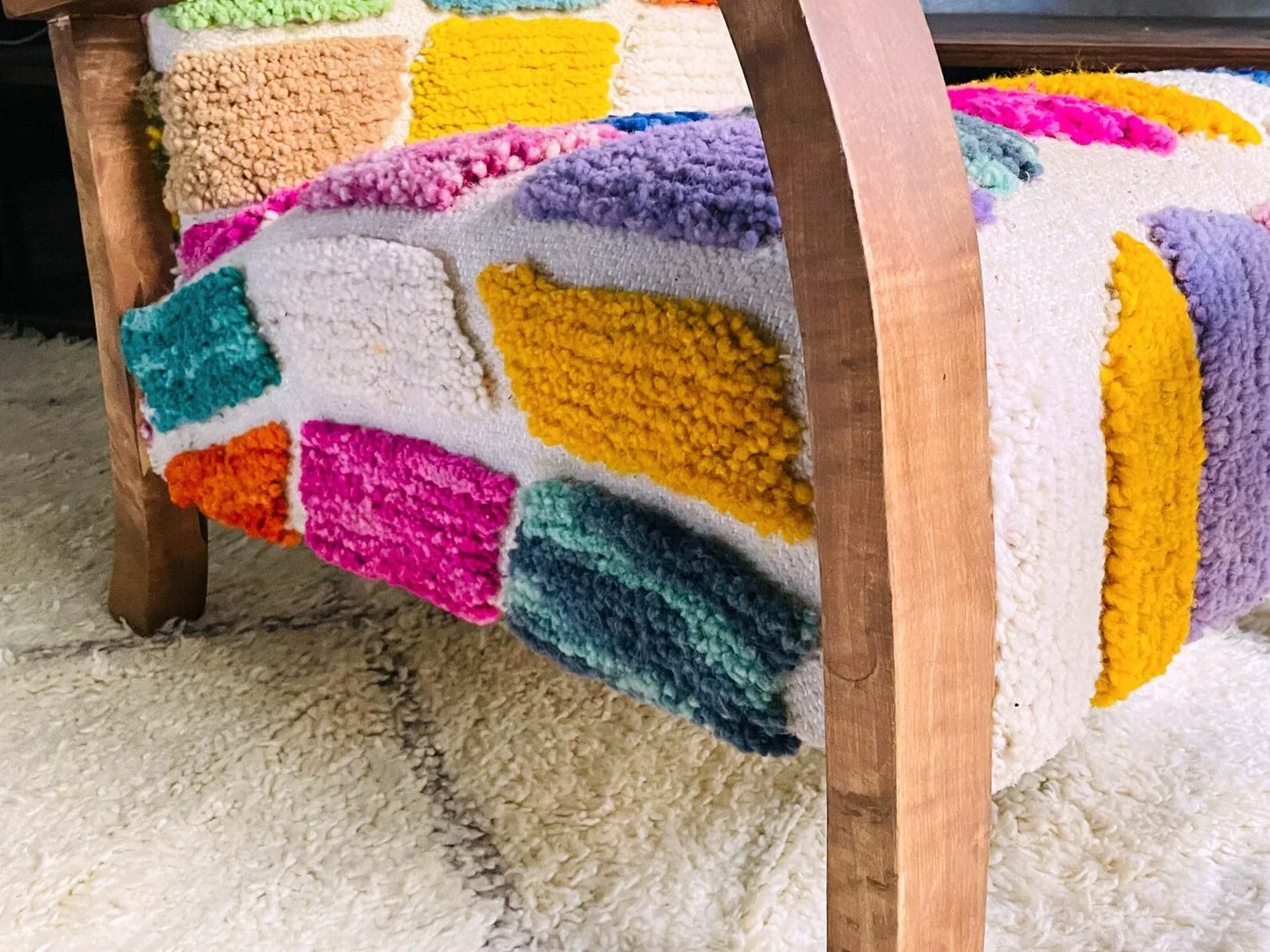 Custom Colorful moroccan walnut wood Chair