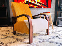 2 set of custom Moroccan Wool Lounge Chair with Walnut Frame