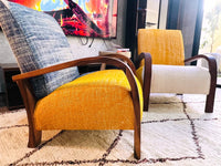 2 set of custom Moroccan Wool Lounge Chair with Walnut Frame