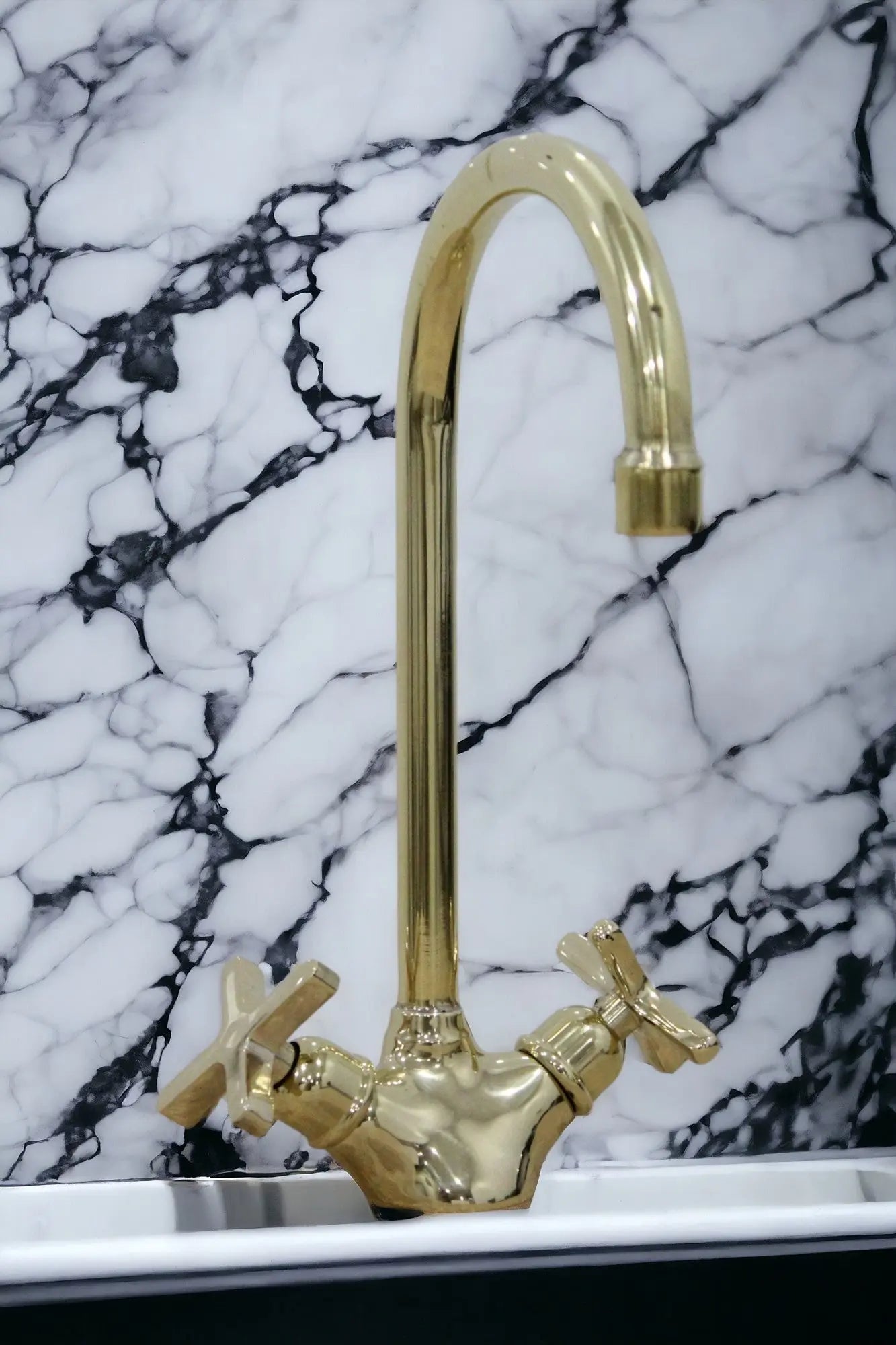 Handmade Brass Countertop Faucet Unlacquered Patina Finish #06