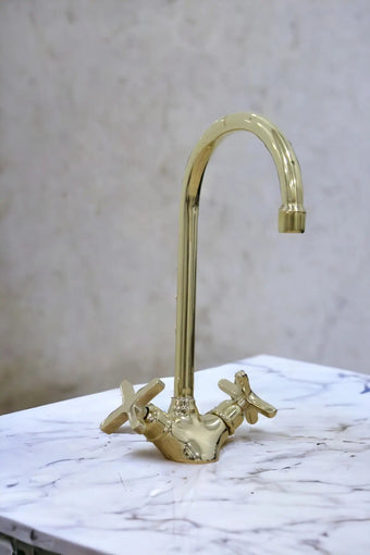 compare product Handmade Brass Countertop Faucet Unlacquered Patina Finish #06