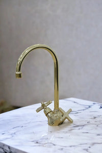Handmade Brass Countertop Faucet Unlacquered Patina Finish #06