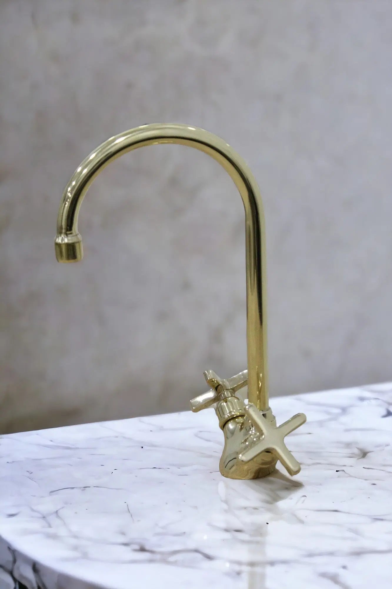 Handmade Brass Countertop Faucet Unlacquered Patina Finish #06