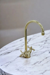 Handmade Brass Countertop Faucet Unlacquered Patina Finish #06