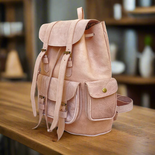 Anzar Leather Buckle Backpack