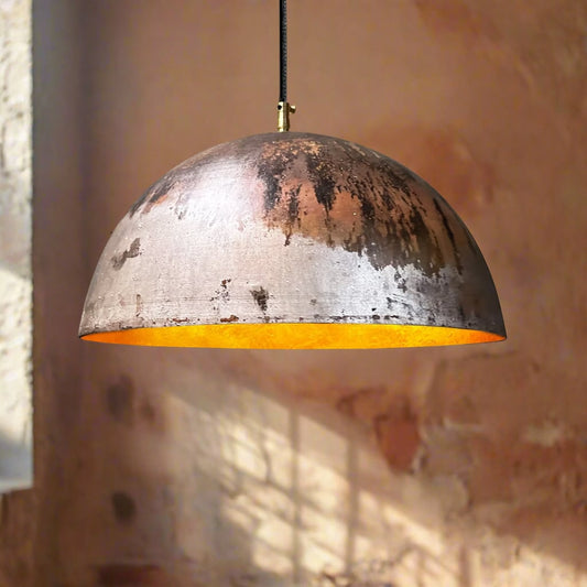 Oxidized Copper Dome Pendant Light