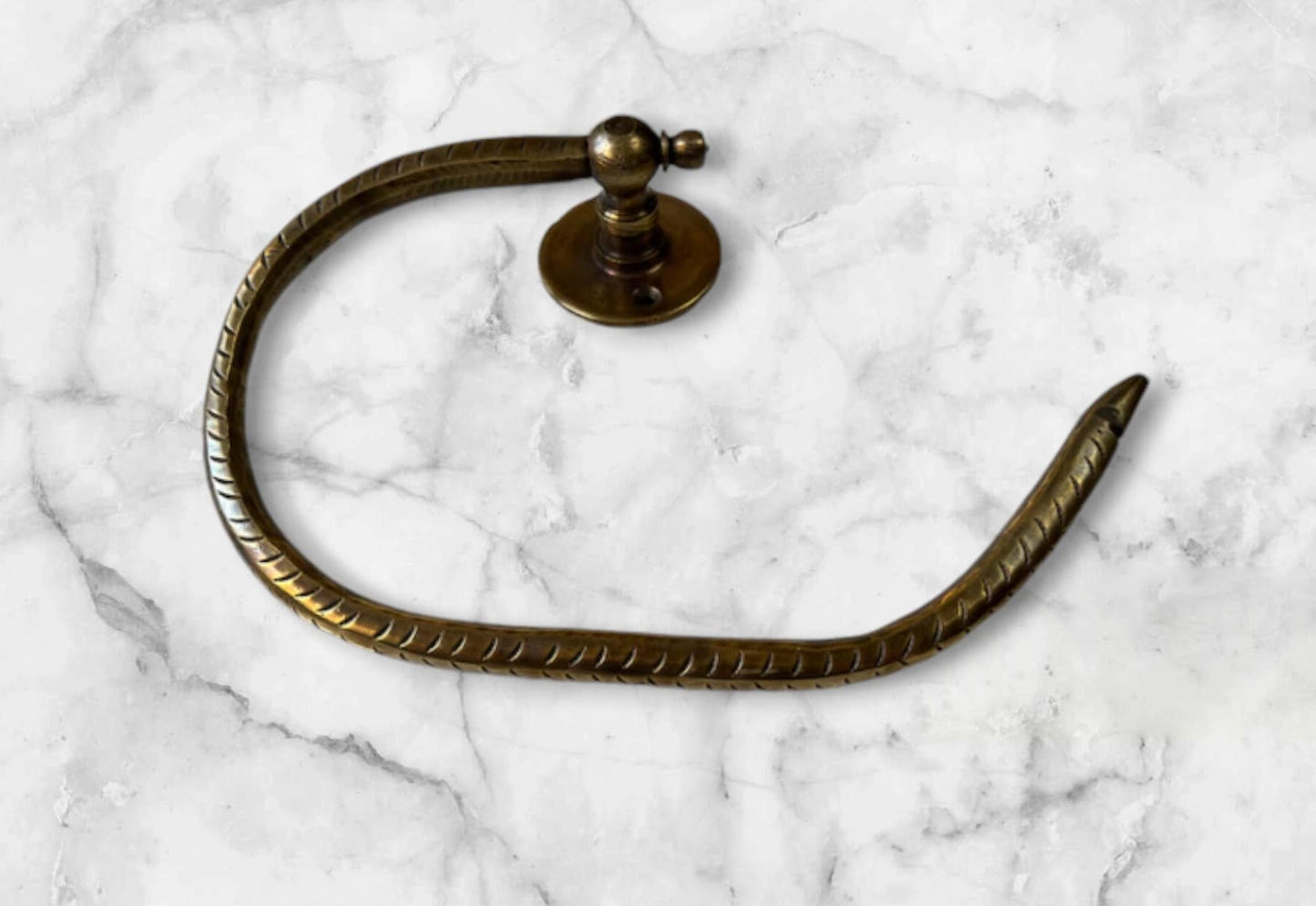 Toilet Paper Holder – Antique Brass Patina Engraved Design