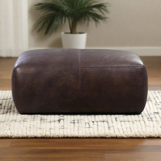 Handmade Rectangular Leather Pouf