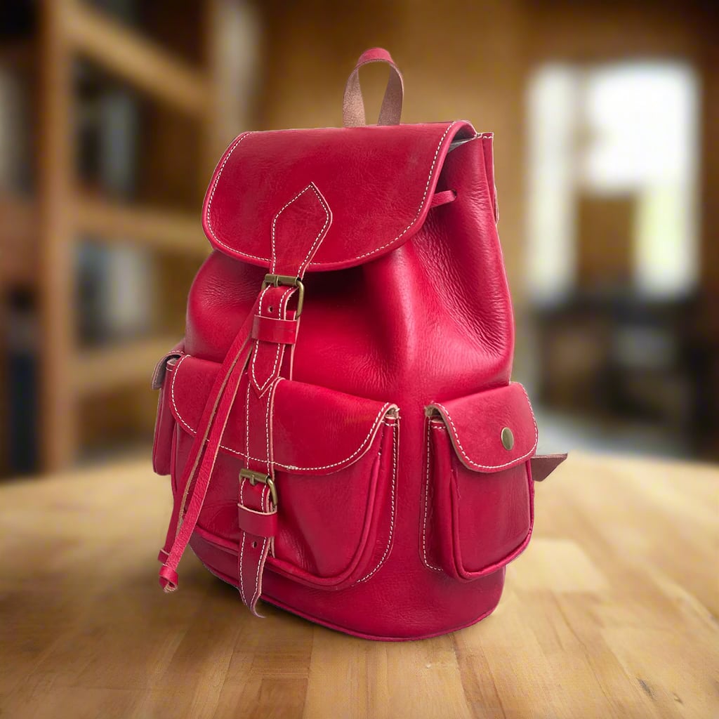 Afra Leather Buckle Backpack