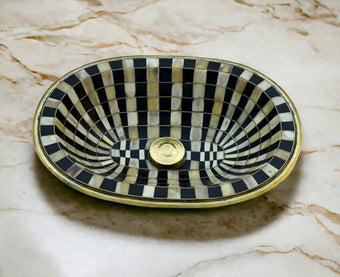 compare product Resin And Brass Handcrafted Bathroom Sink, Drop-In Farmhouse Wash Basin, Undermount Brass Powder Room Sink