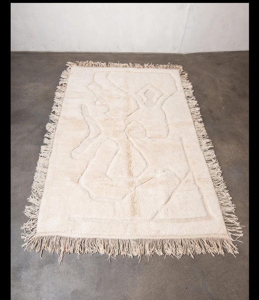 Tapis berbere en laine épaisse 2 Beni Ouarain, couleur écru