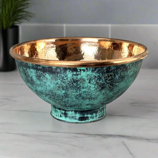 Engraved Copper Bathroom Sink