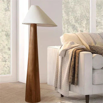 compare product Wabi Sabi Floor Standing Lamp with Fabric Lampshade & Wooden Base